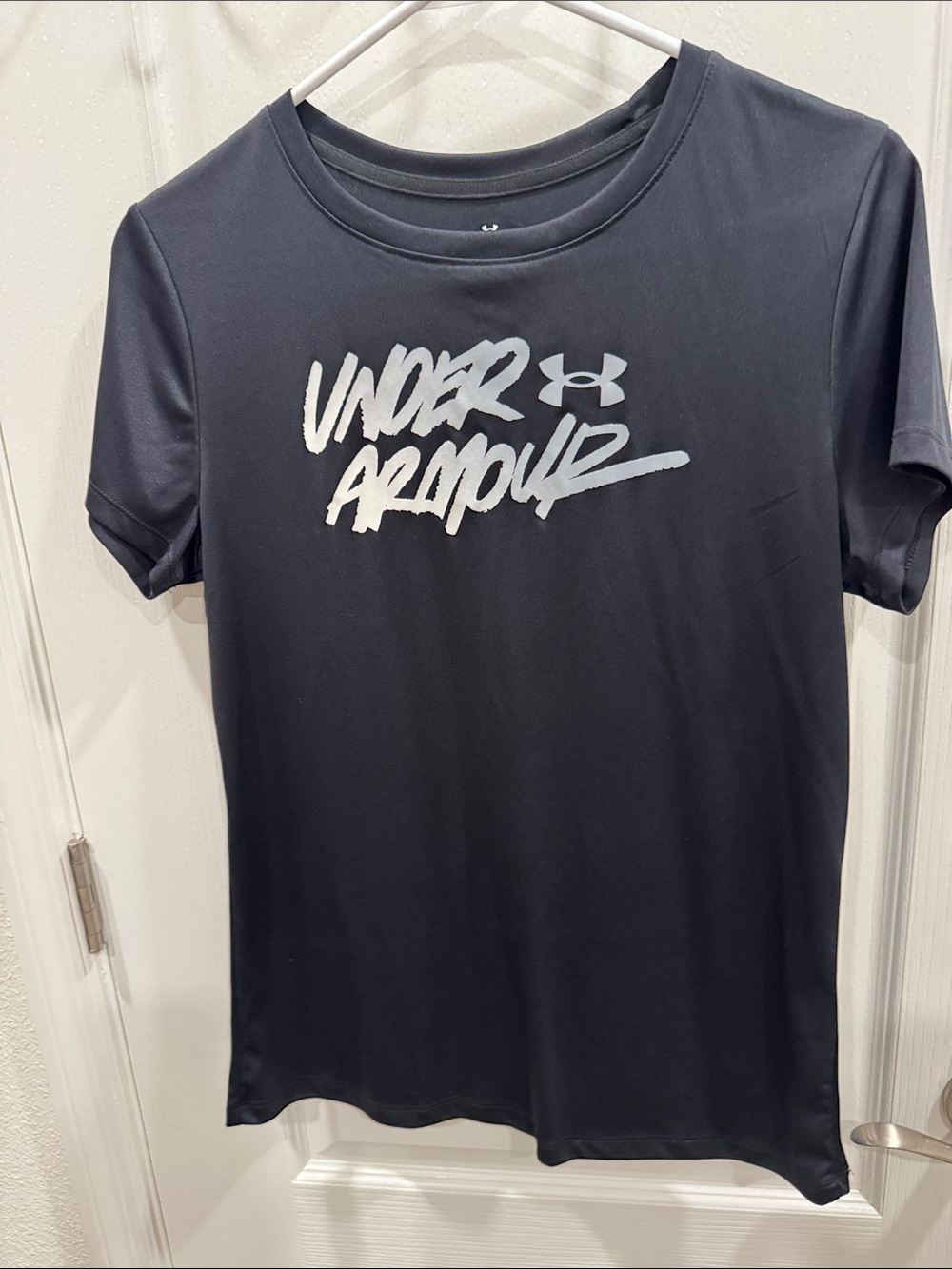 Under Armour Black Tee with White Script Logo
